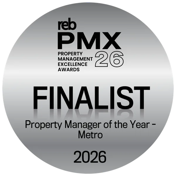 2026 REB Property Management Excellence Awards finalist seal — Property Manager of the Year, Metro