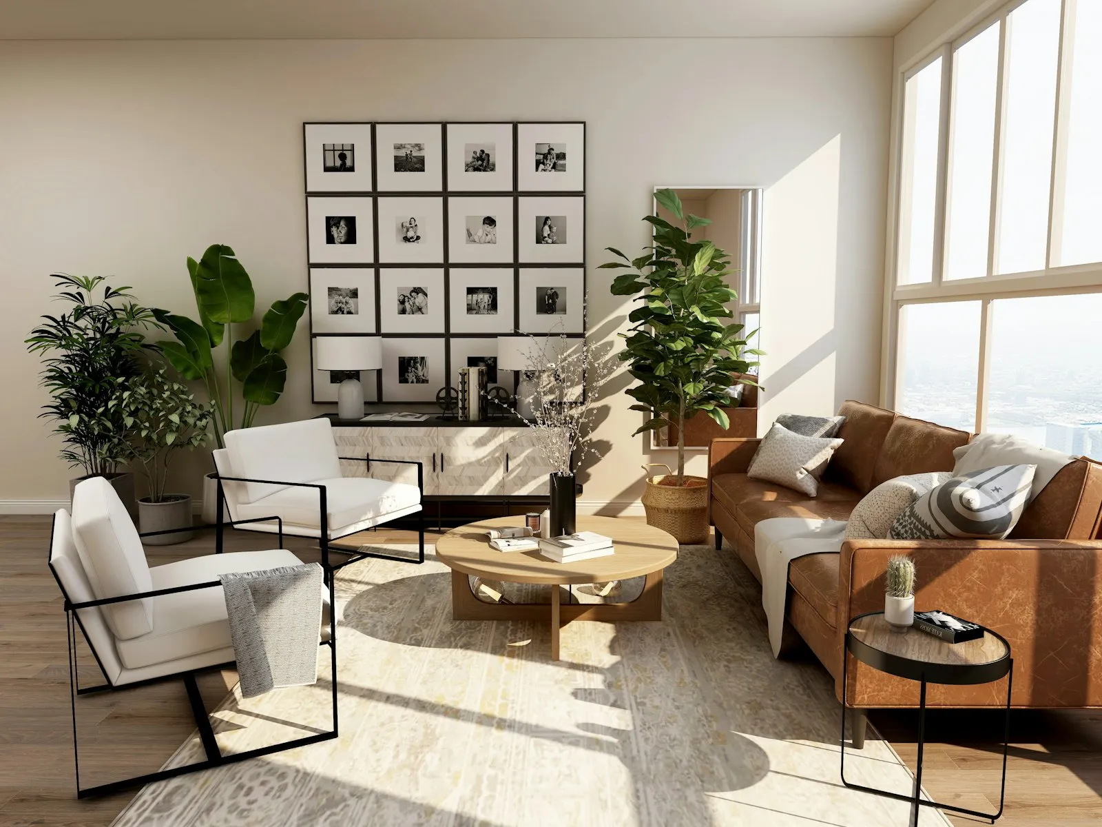 Premium living room with floor-to-ceiling windows overlooking the Melbourne skyline